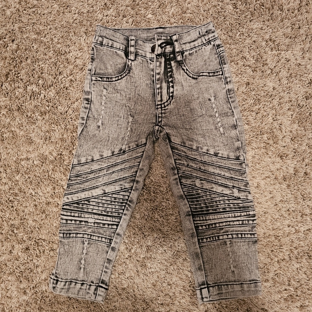 Chic Black Patterned Kids Jeans
